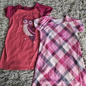 Wonder Nation Girls' XS (4-5) Short Sleeve Dress Set - Owl and Plaid